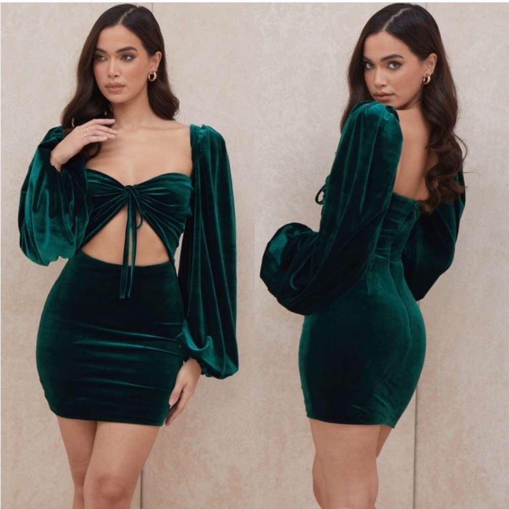 House of CB Green Velvet mini dress